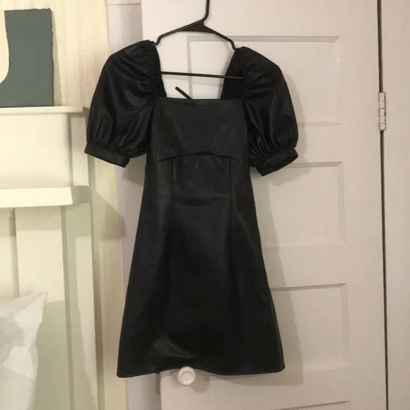 chinese dress ladies H&M Divided Black Faux Leather Belted Dress- Size XL